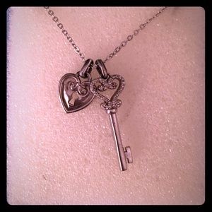 Heart lock and key necklace